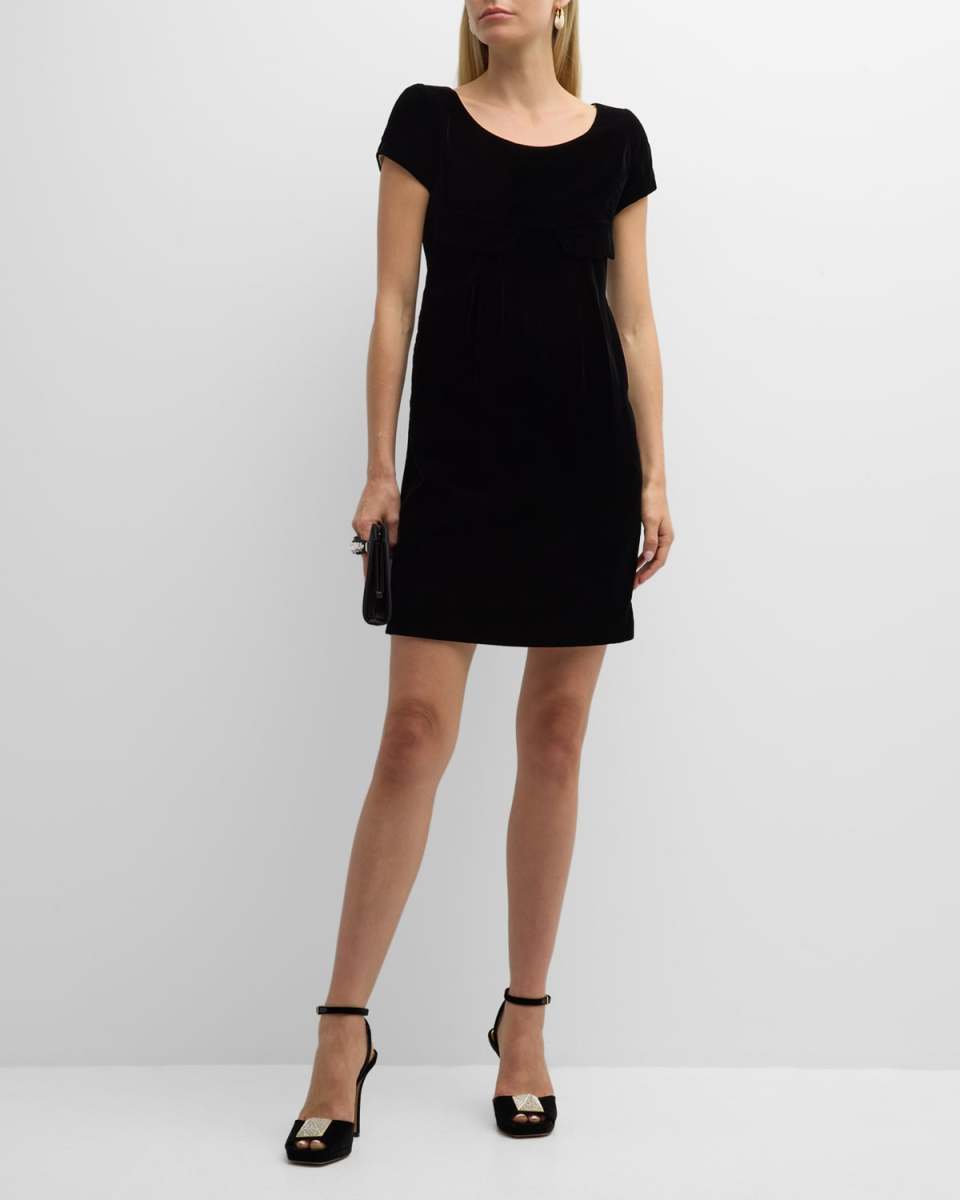 Scoop-Neck Stretch Velvet Mini Dress